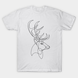 Deer Elk Minimalist One Line Drawing Minimal Outdoors Wildlife T-Shirt
